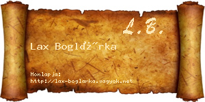 Lax Boglárka névjegykártya